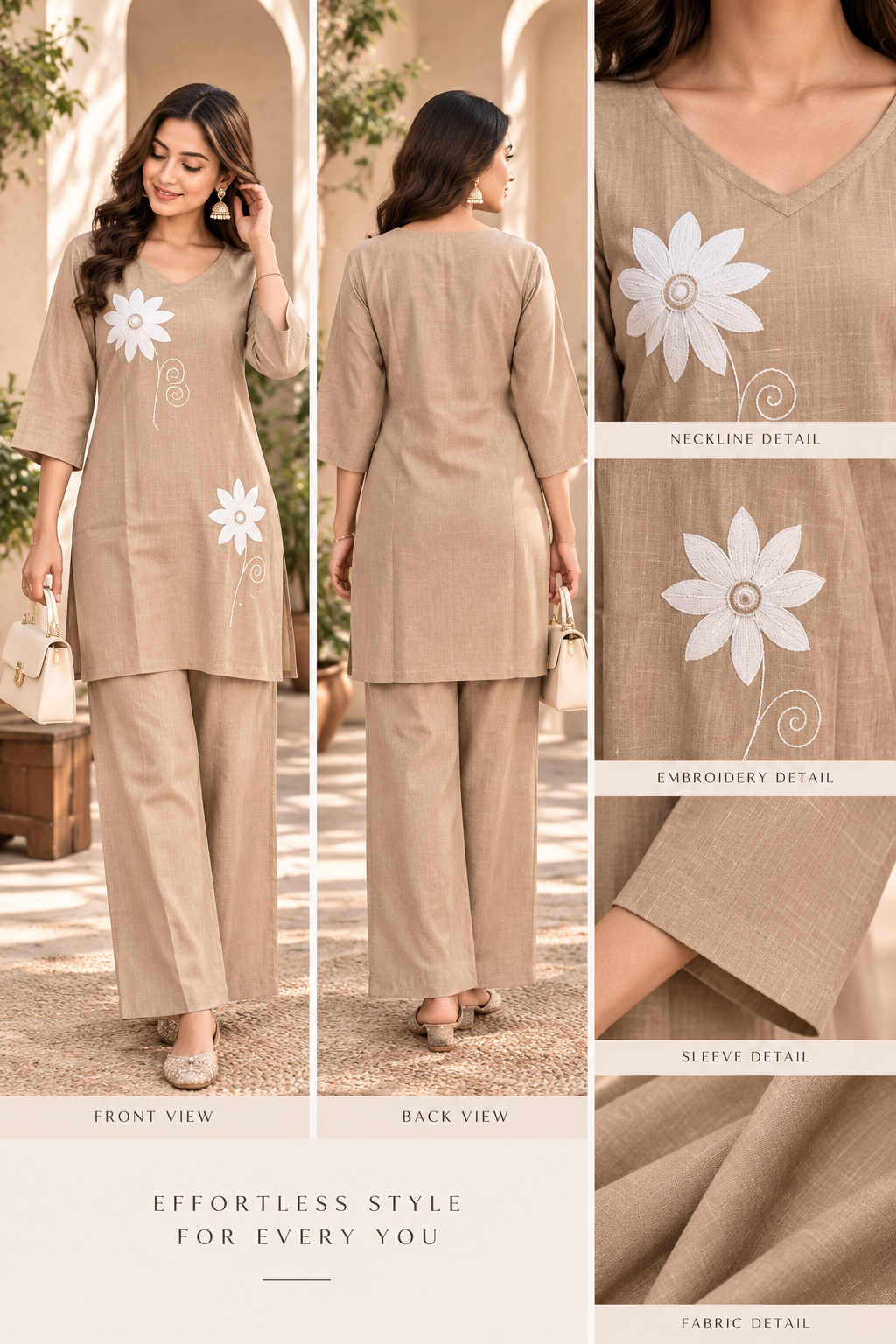 Rayon Floral Embroidered Kurti Co-ord Set